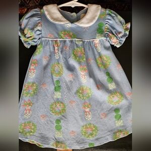 The Beaufort Bonnet Company Blue and Green Floral Holiday Dress